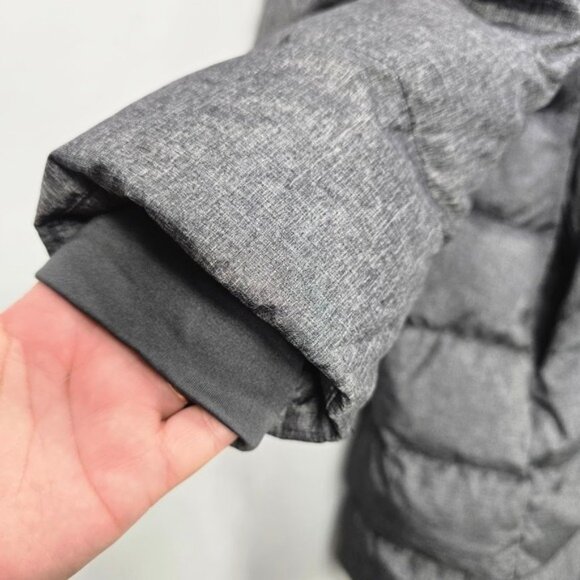 Lands' End Down Quilted Puffer Coat Jacket 3X Heathered Gray Hood Faux Fur - Picture 4 of 15